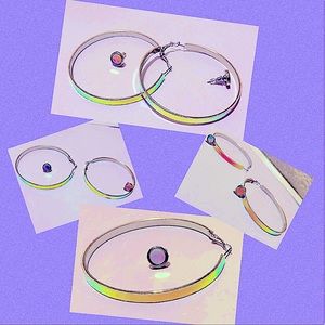(2 for $10) Stunning Iridescent Inlay Hoops & Matching Studs